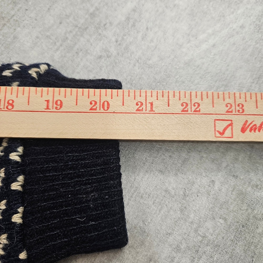 Vintage LL Bean Birdseye Sweater Navy Blue Wool Blend Norway Crewneck Med-Large - Picture 4 of 8